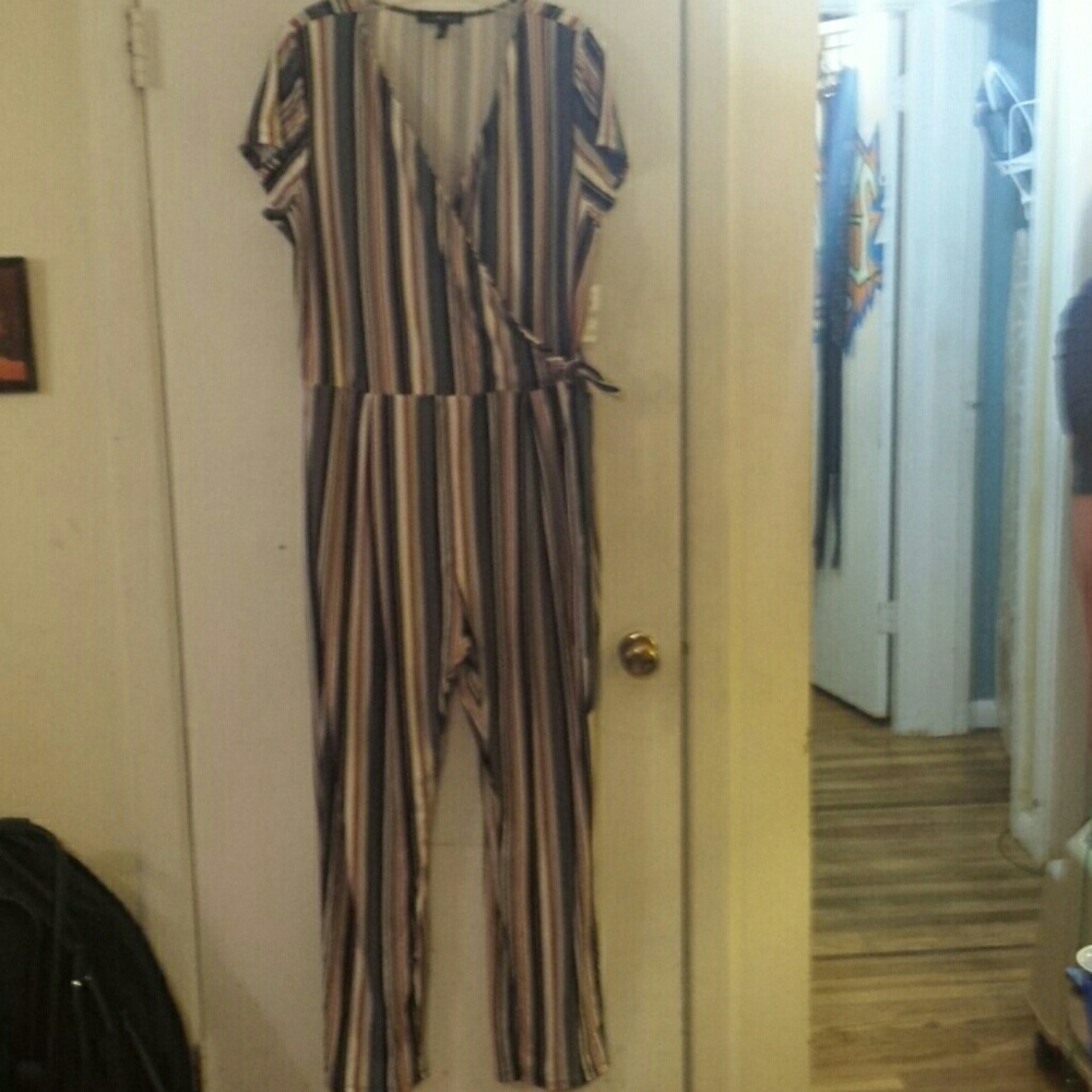 Plus size striped jump suit size 2